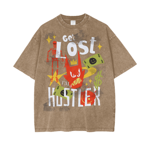 Lost Hustler Acid Wash Oversize T-Shirt Front/Back