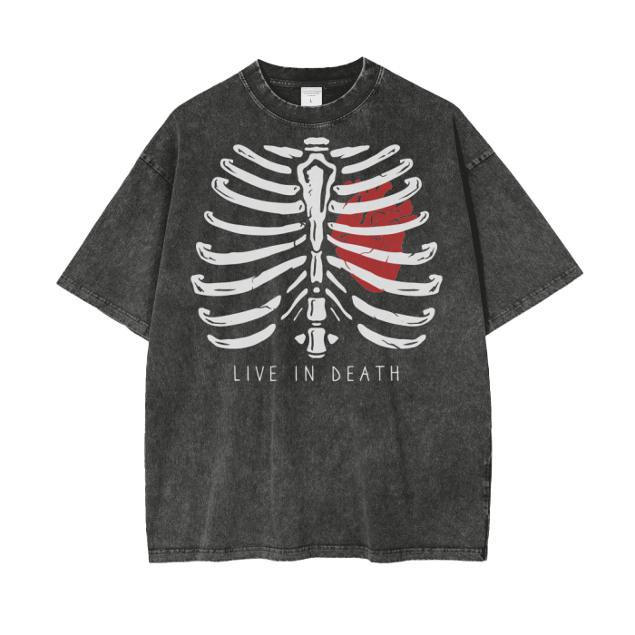Skeleton Acid Wash Oversize T-Shirt