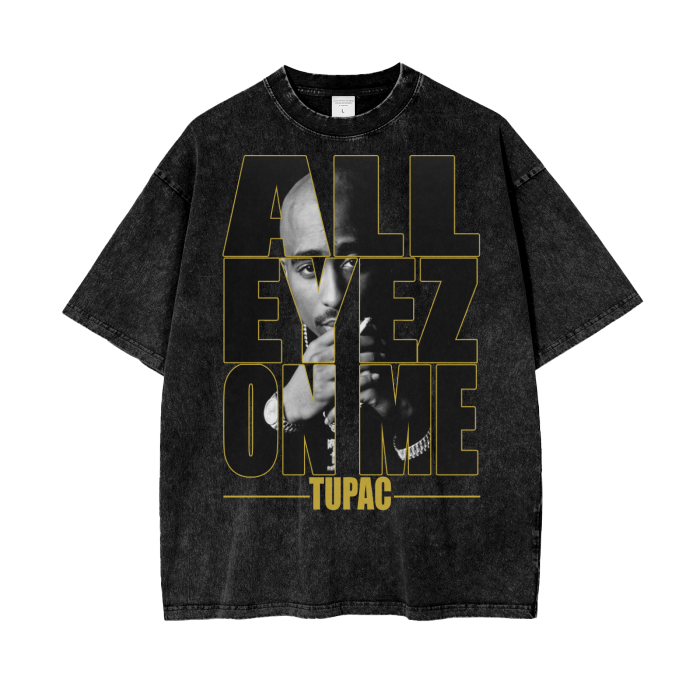 2Pac All Eyes On Me Acid Wash Oversize T-Shirt