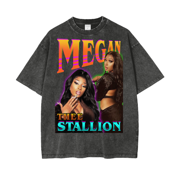 Megan Hot Girl Acid Wash Oversize T-Shirt