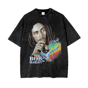 Bob Marley Rasta Acid Wash Oversize T-Shirt