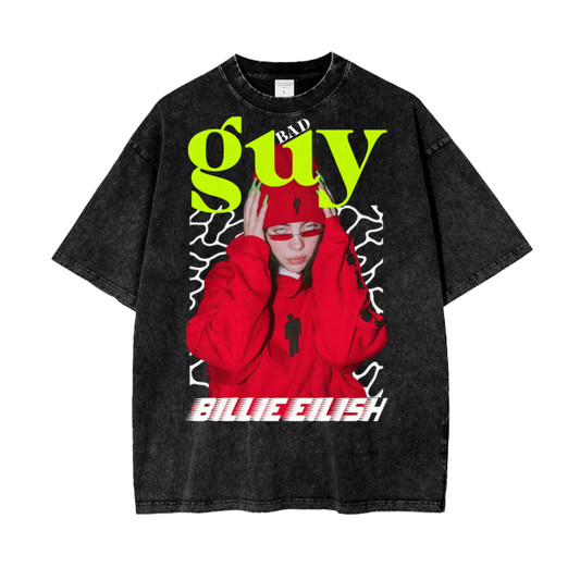Billie Elish Acid Wash Oversize T-Shirt