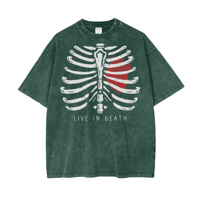 Skeleton Acid Wash Oversize T-Shirt