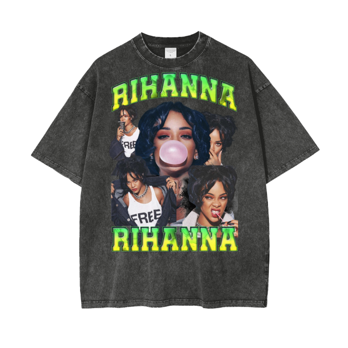 Rihanna Acid Wash Oversize T-Shirt