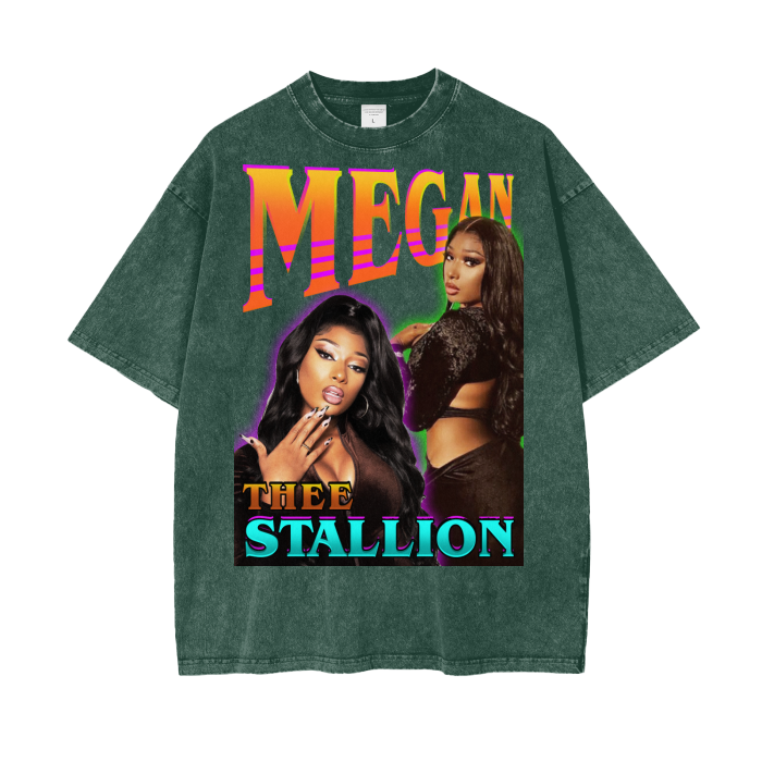 Megan Hot Girl Acid Wash Oversize T-Shirt