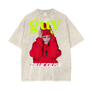 Billie Elish Acid Wash Oversize T-Shirt