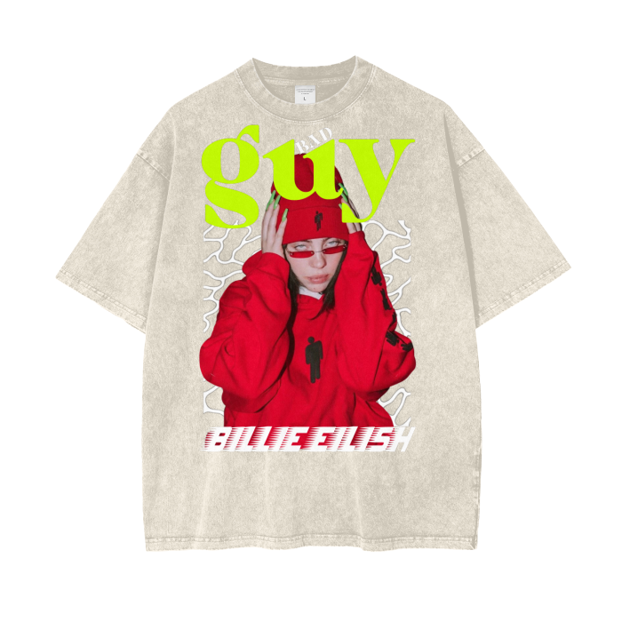 Billie Elish Acid Wash Oversize T-Shirt